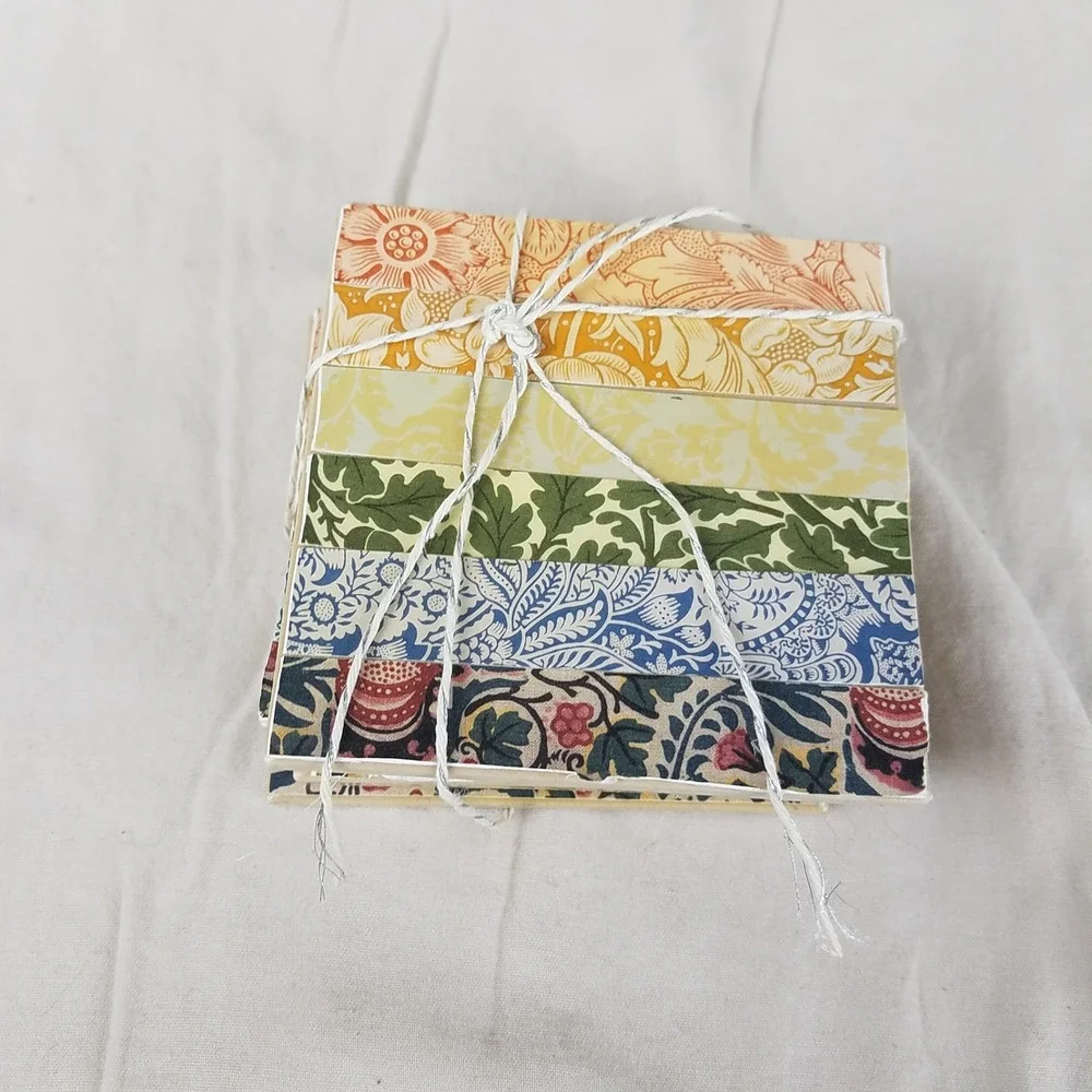 William Morris Style Ceramic Tile Coasters Set of 5 Multicolor Floral Arts Craft